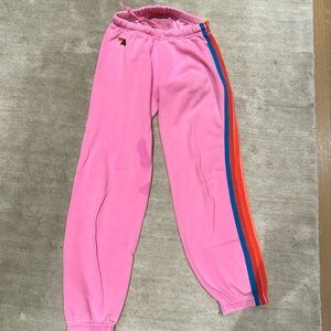 AVIATOR NATION 5 stripe sweatpants in pink